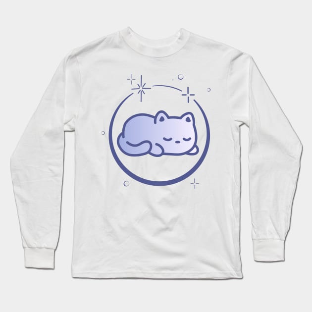 Cute Cat Kitten Kitty in Space Galaxy Long Sleeve T-Shirt by Cute Cat Designs